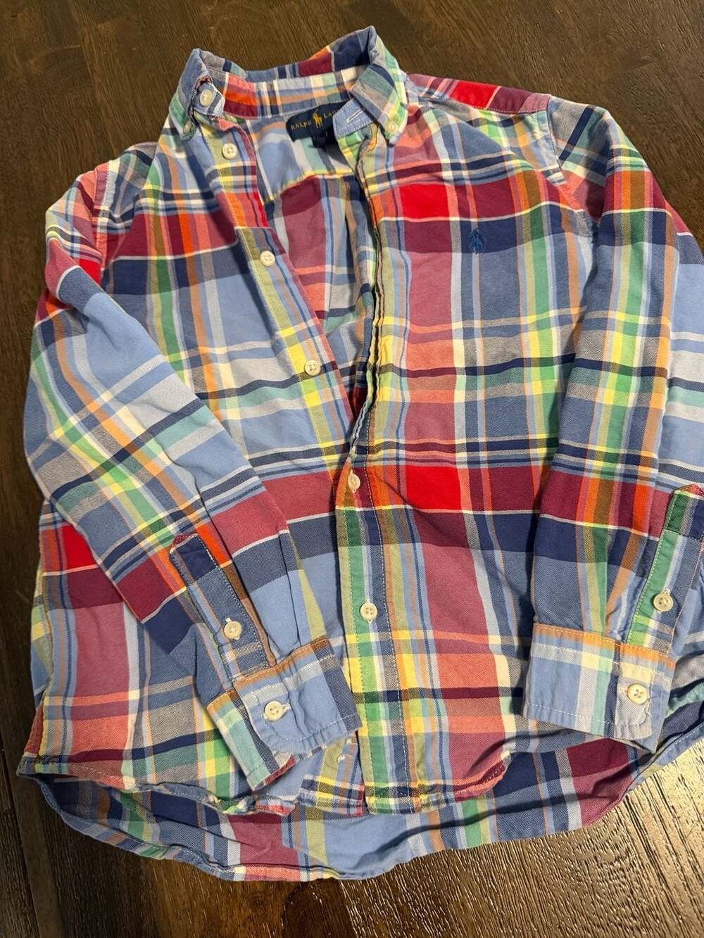 Ralph Lauren Boys Multicolor Plaid Long Sleeve Button-Down Shirt Size 7